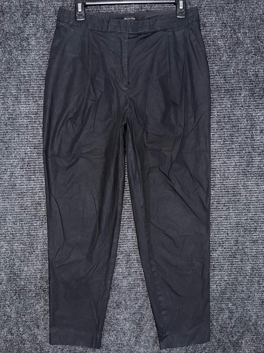 Massimo Dutti Pleated Trouser Black Tapered Leg Size 8 Workwear Pants Style 5000